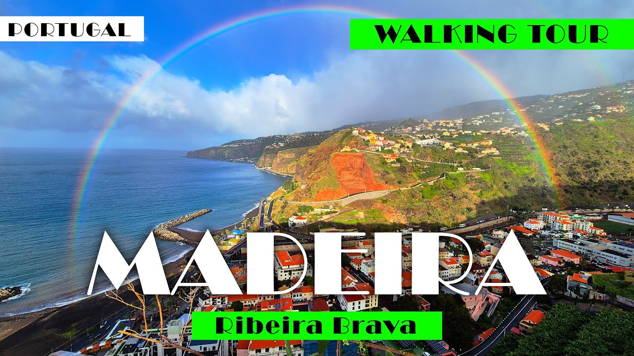 RIBEIRA BRAVA PORTUGAL 4KПешеходная экскурсия в дождливый день: мощеные улицы и местный колорит.