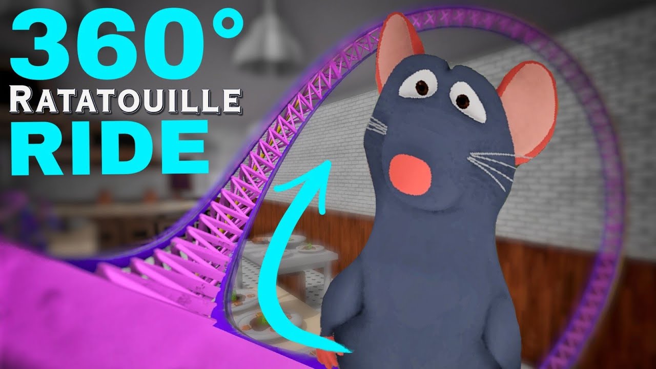 360 VR Ratatouille Roller Coaster 🐭 Pixar Movie Disney style Virtual Reality immersive 4K 3D ride