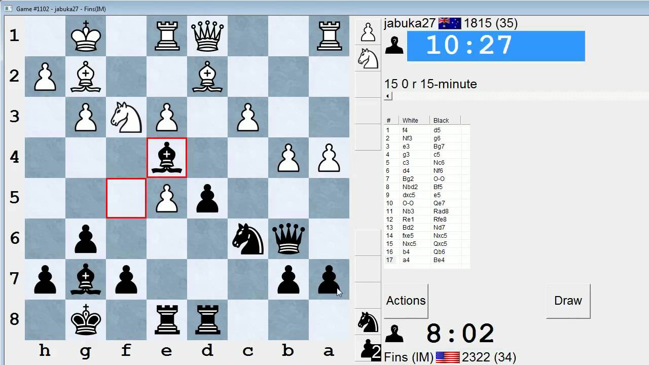 Standard Chess #113: jabuka27 vs. IM Bartholomew (Bird's Opening)