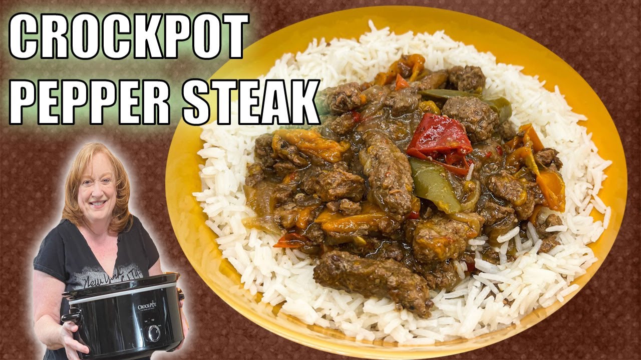 Crockpot PEPPER STEAK | Slow Cooker EASY CUBE STEAK Recipe