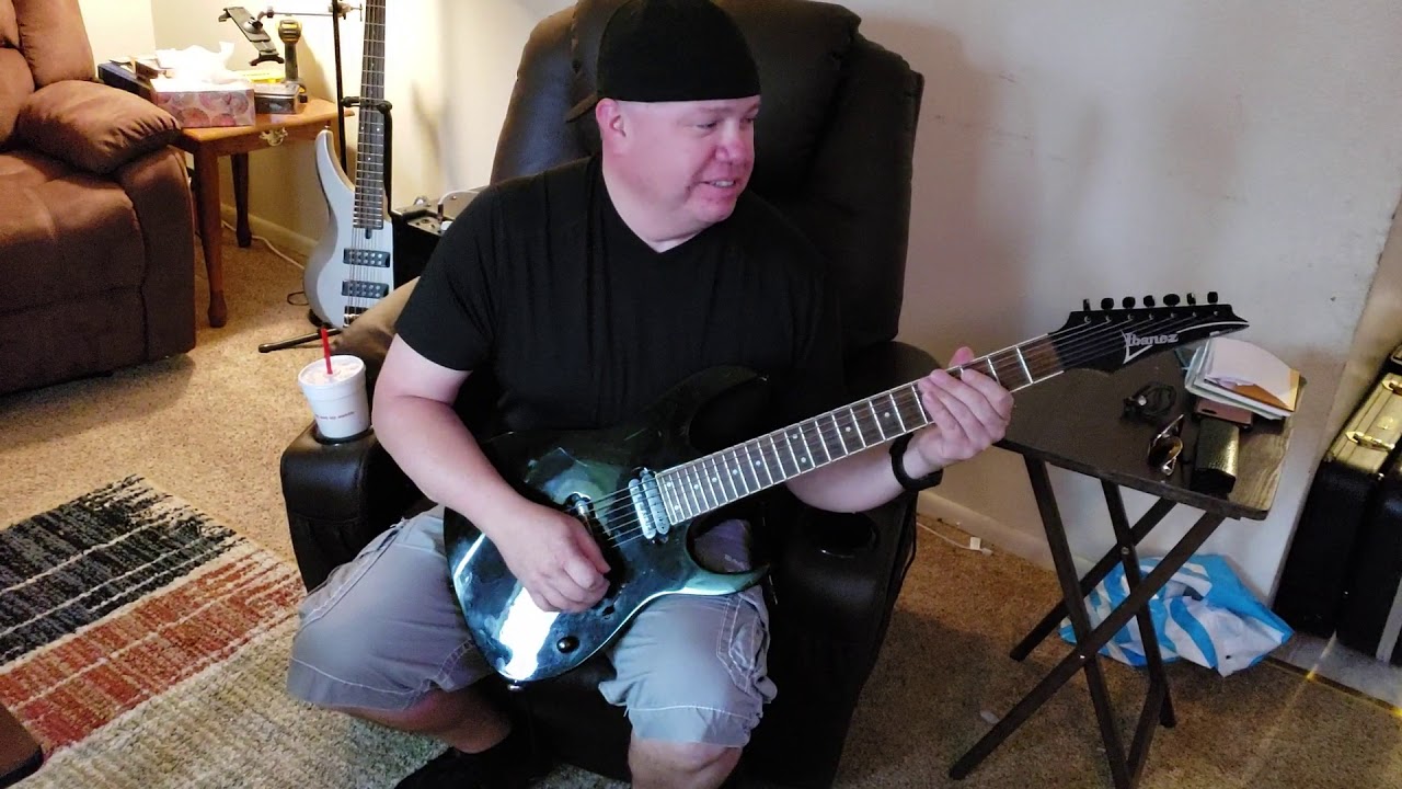 Shane on Ibanez 7 stringer with Dimarzio Crunch Lab 7 installed.