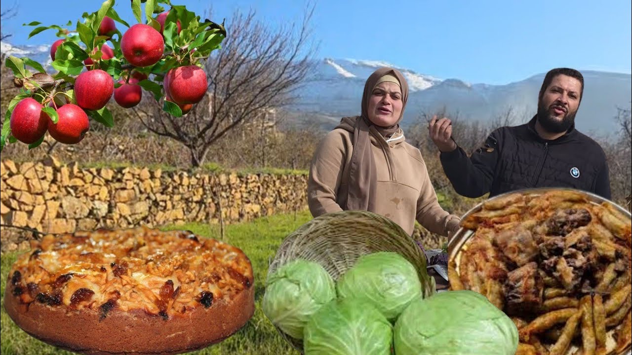 يوم ريفي ❤️تحضير محشي الملفوف في اعالي جبال لبنان غلى نار الحطب 🔥
