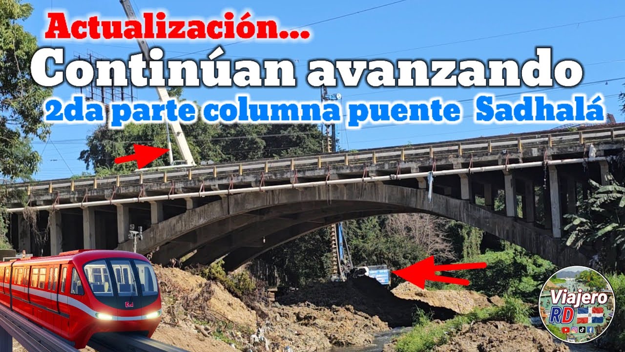 Continúan los trabajos conpilotes debajo puente  Estrella Sadhalá, Santiago, República Dominicana