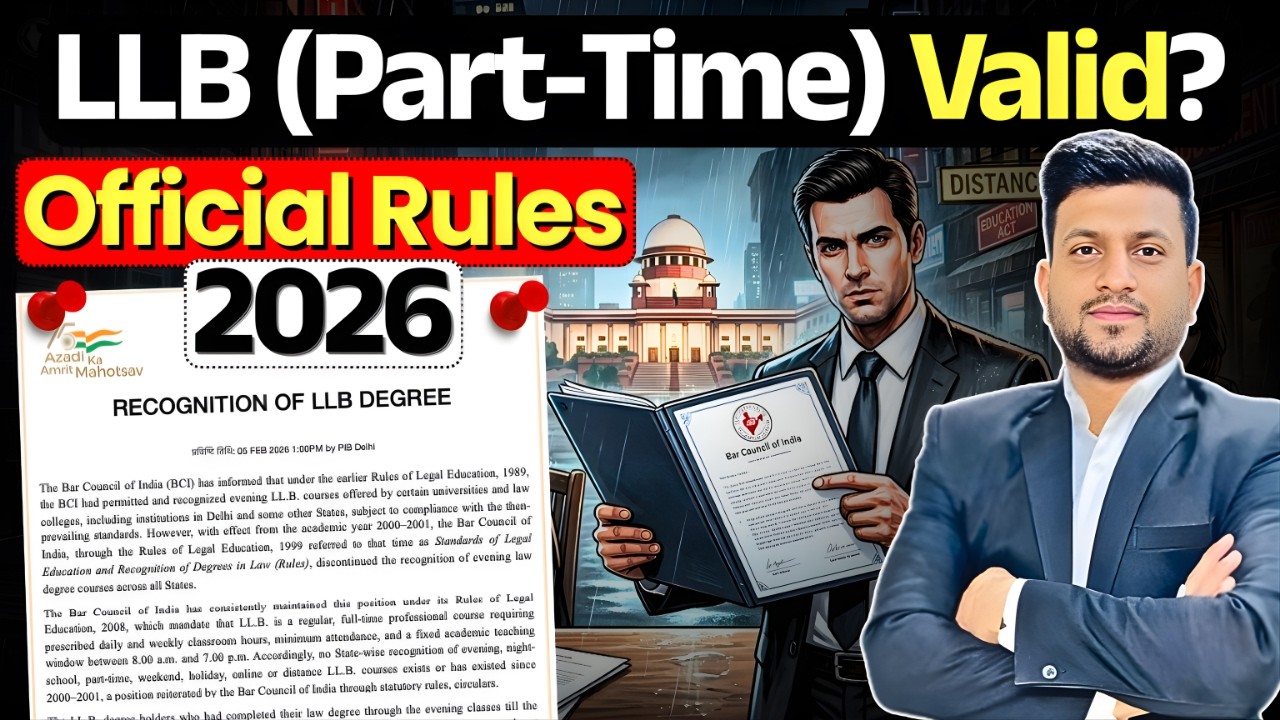LLB (Distance Mode, Part-time) Valid in India 2026? | New Rules 2026 | Smart & Legal Guidance