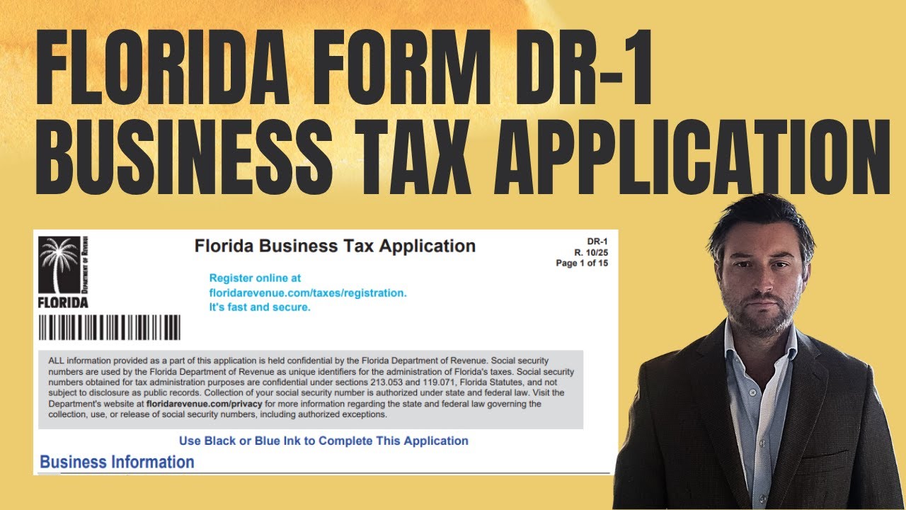 Florida Form DR-1 Business Tax Application - Step-by-Step Instruction
