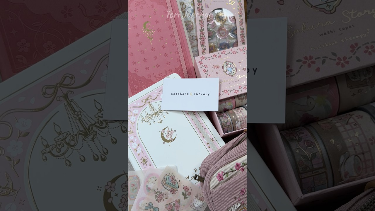 ASMR unboxing newest Tsuki Sakura collection from Notebook Therapy✨🌸🎀🌙💗🫧|#asmr #unboxing #haul