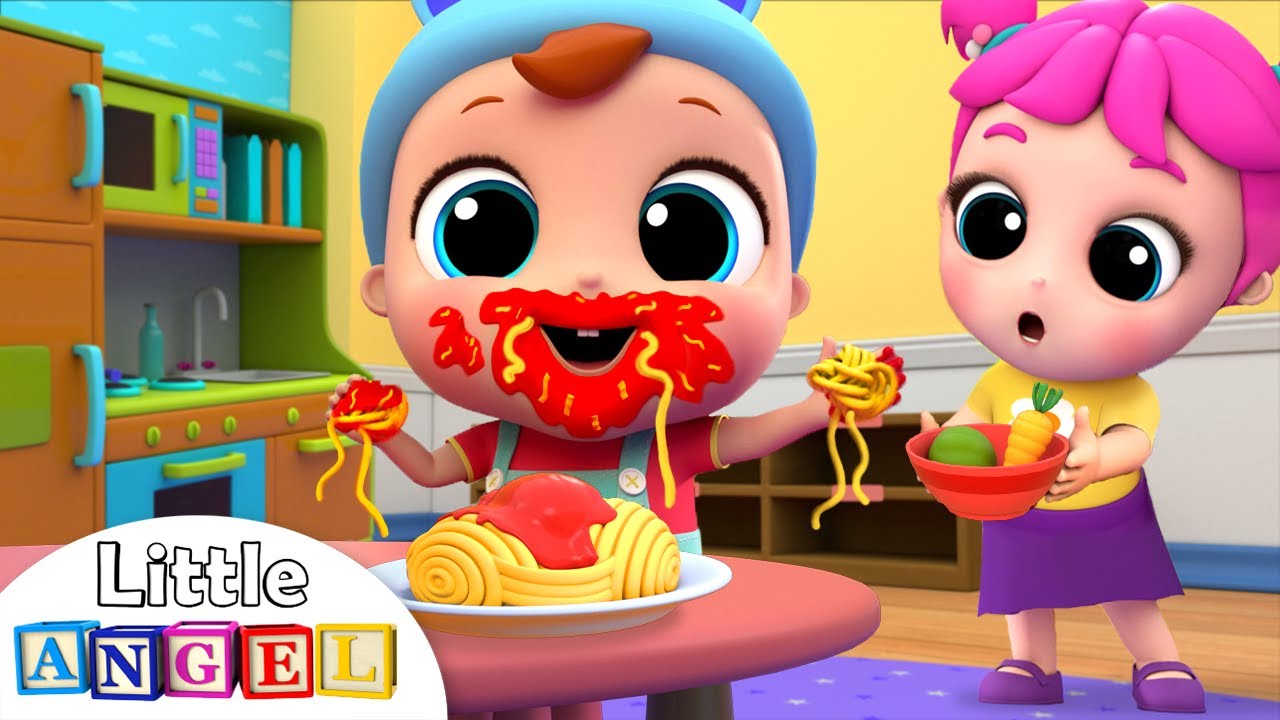 Yum Yum Spaghetti | Table Manners Song | Little Angel Nursery Rhymes