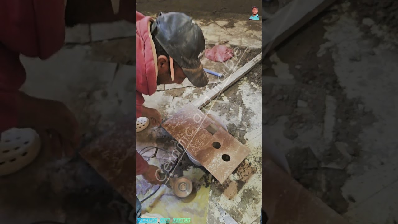 How to accurately clip ceramic tiles around a step-by-step drainage tube