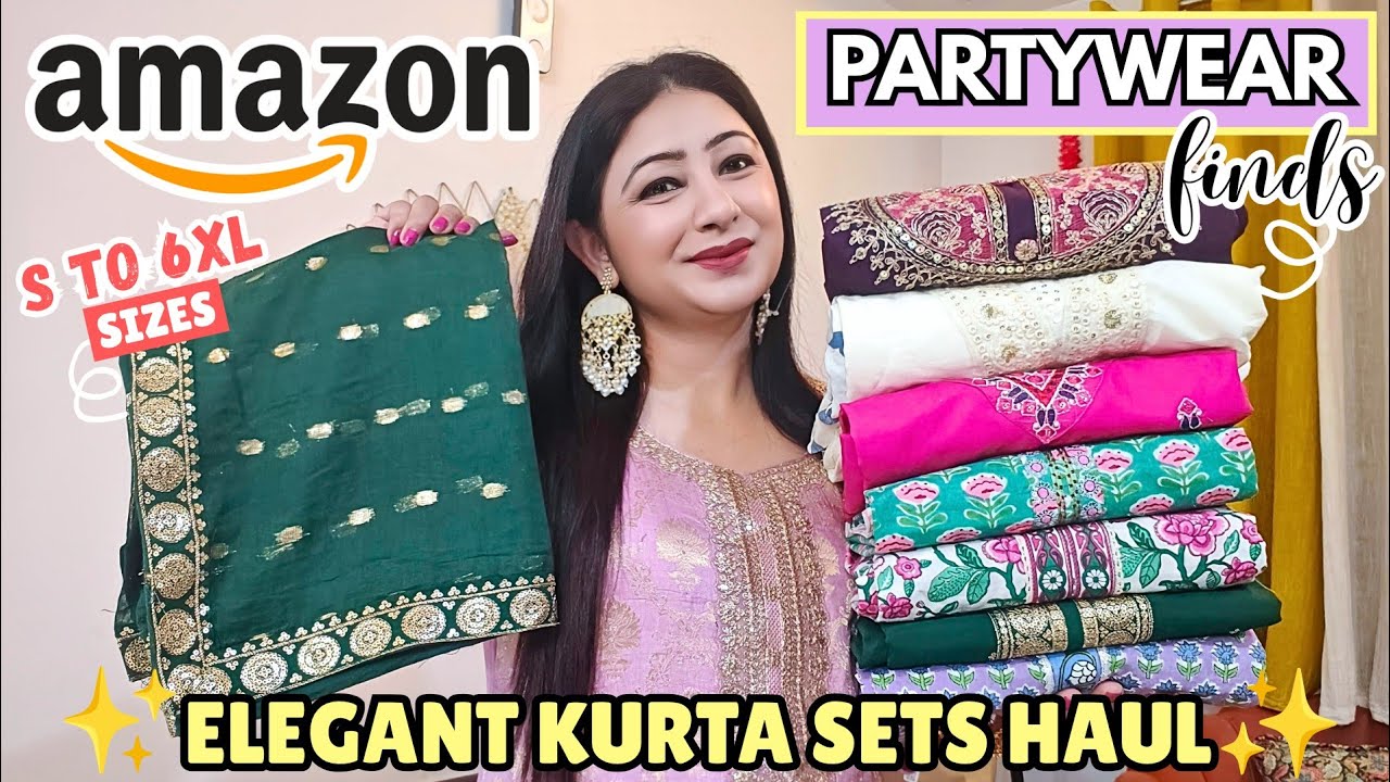 Amazon Must Have Kurta Set Haul🥰 |Beautiful Embroidered Kurta Pant With Dupatta | Cotton Palazzo Set