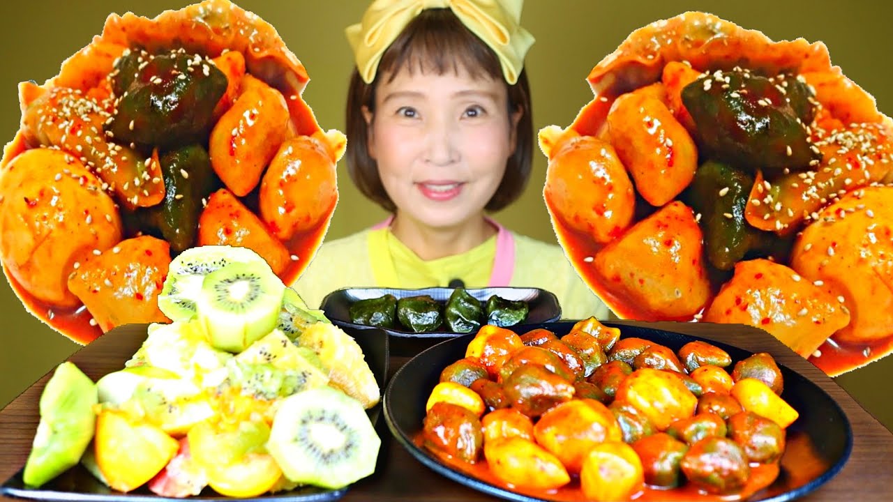 별시리즈 송편 떡볶이&과일샐러드 먹방 年糕吃播 モッパンASMR KOREA VEGETARIAN TRADITIONAL TTEOK MUKBANG