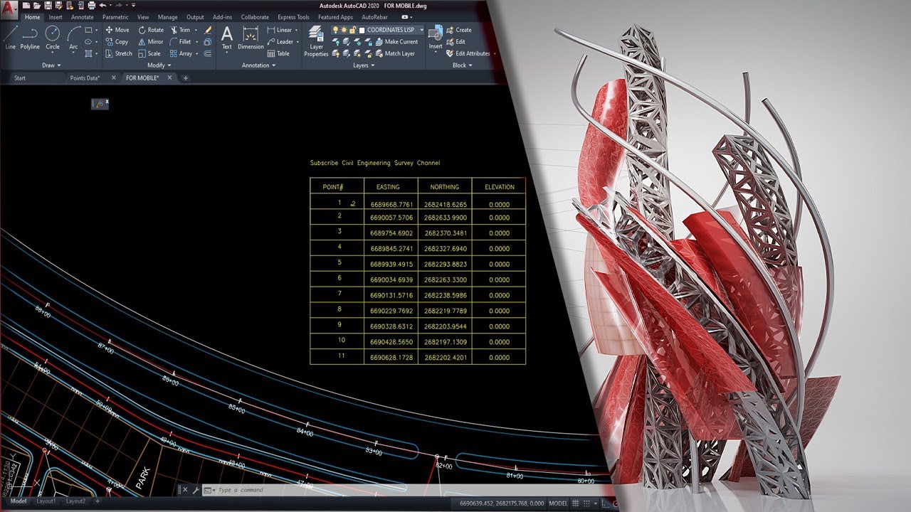 AutoCAD's Coordinates and points Table Lisp