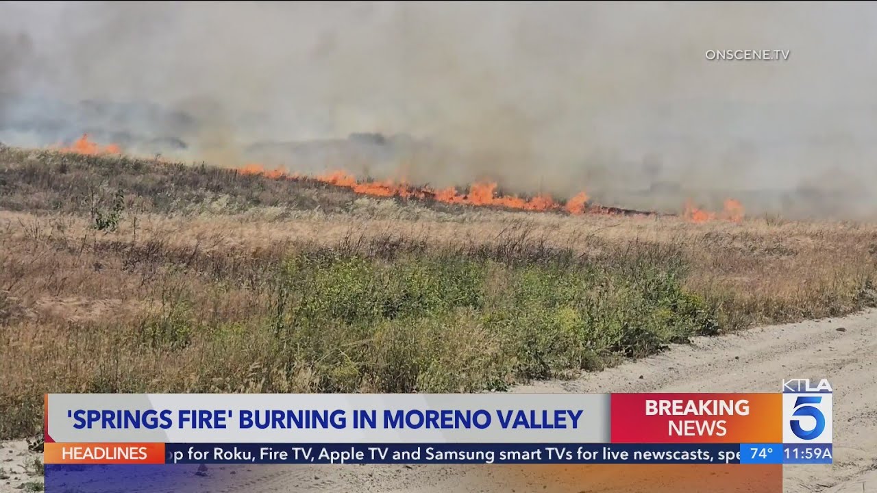 Firefighters battling Springs Fire burning in Moreno Valley