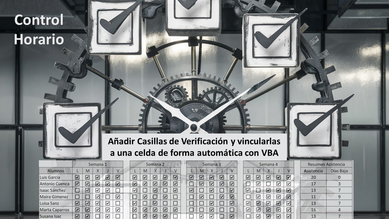Control Horario: Añadir Casillas de Verificación y vincularlas de forma automática con VBA