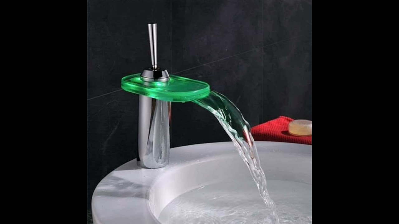 Glass Faucet Design Ideas / Bathroom LED Light / Waterfall Spout Basin Shink Tap #Shorts