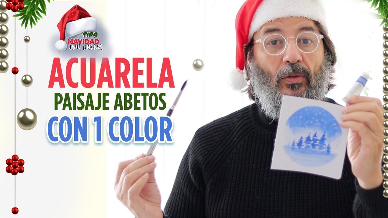 ACUARELA CON 1 COLOR | POSTAL NAVIDEÑA FÁCIL | Tips NAVIDAD | PAPEL GRIS | Dibujo| Juan Linares