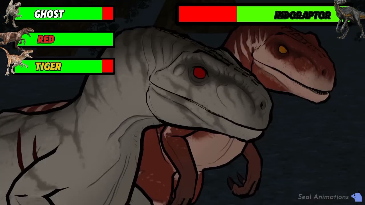 Indoraptor Vs Atrociraptors By Seal Animations With Healthbars