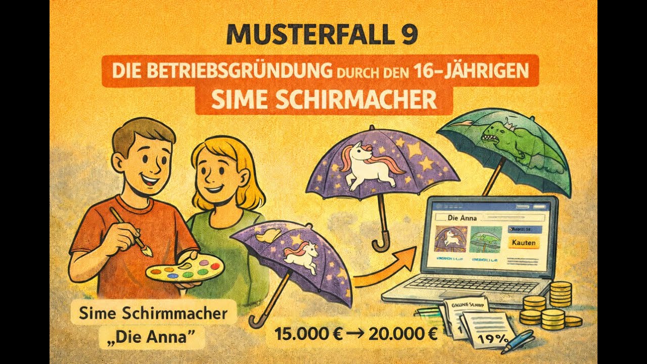 Musterfall 9 „Die Betriebsgründung durch den 16jährigen Sime Schirmacher“ mdl. StFA-Abschlussprüfung