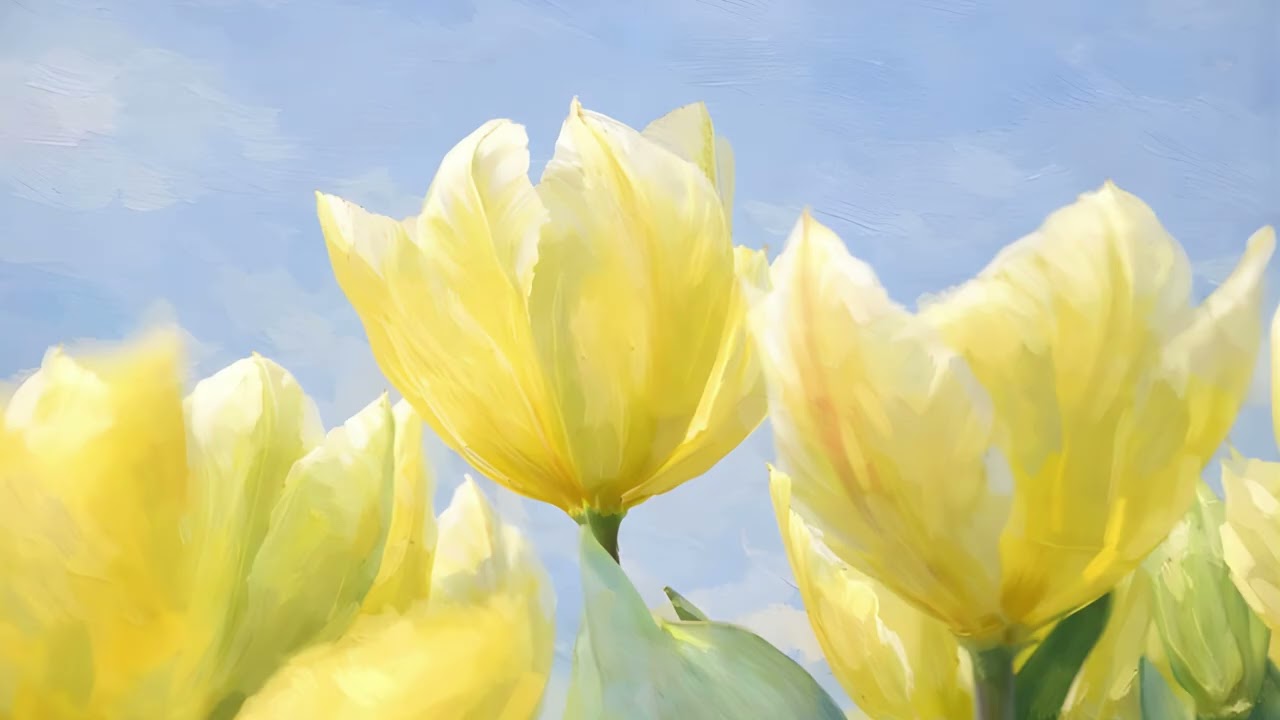 Yellow Floral Art | 4K Ambient Oil Painting for Frame TV (2 Hours)