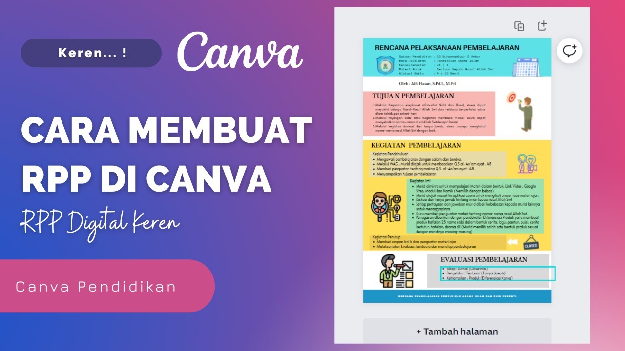 Membuat RPP 1 Lembar di Canva, RPP Digital di Canva Keren Bangat