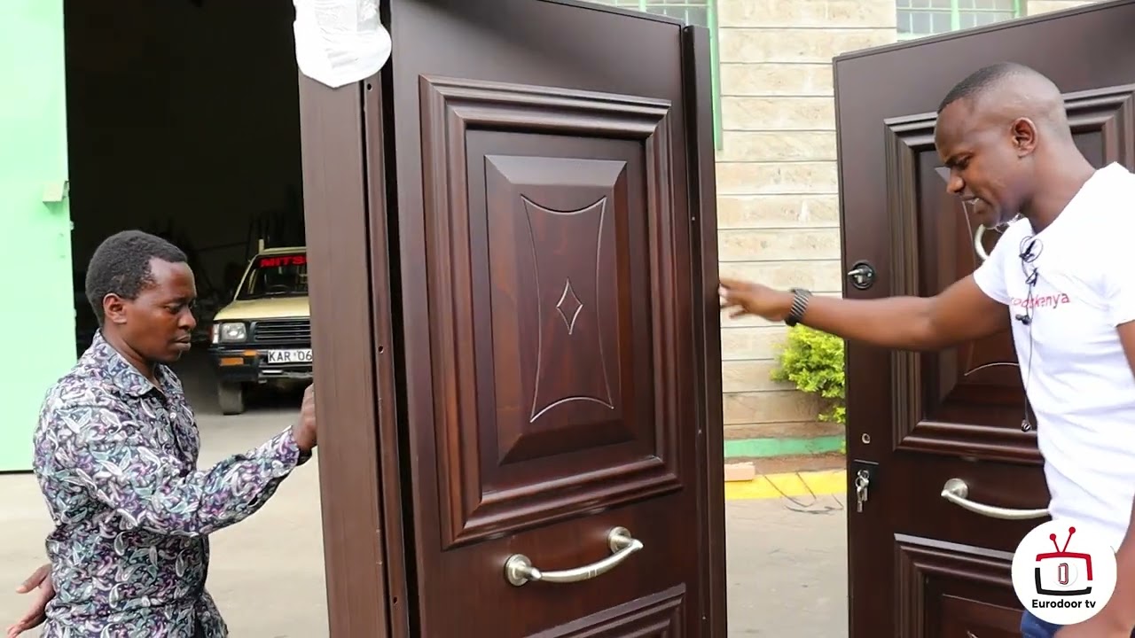 RESIDENTIAL EXTERIOR MODERN ENTRANCE METAL DOUBLE STEEL SECURITY doors in Kenya VIDEO #steeldoors