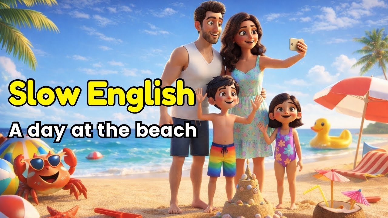 A day at the beach | Slow English Listening Practice for beginners (A1 Level)
