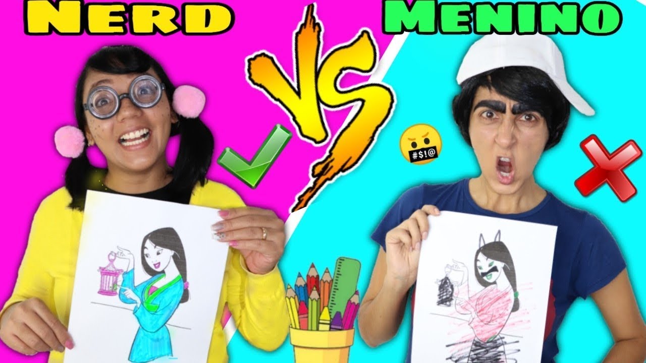 DESAFIO COLORINDO COM 3 CORES / 3 MARKER CHALLENGE / NERD VS MENINO /Jéssica Viana