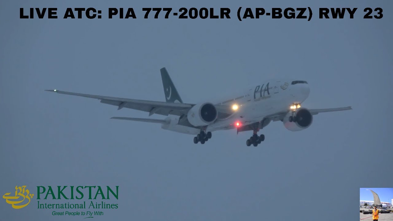 LIVE ATC: PIA 777-200LR  AP-BGZ - Runway 23 (Toronto Pearson Airport) February 11 2018 (4K)