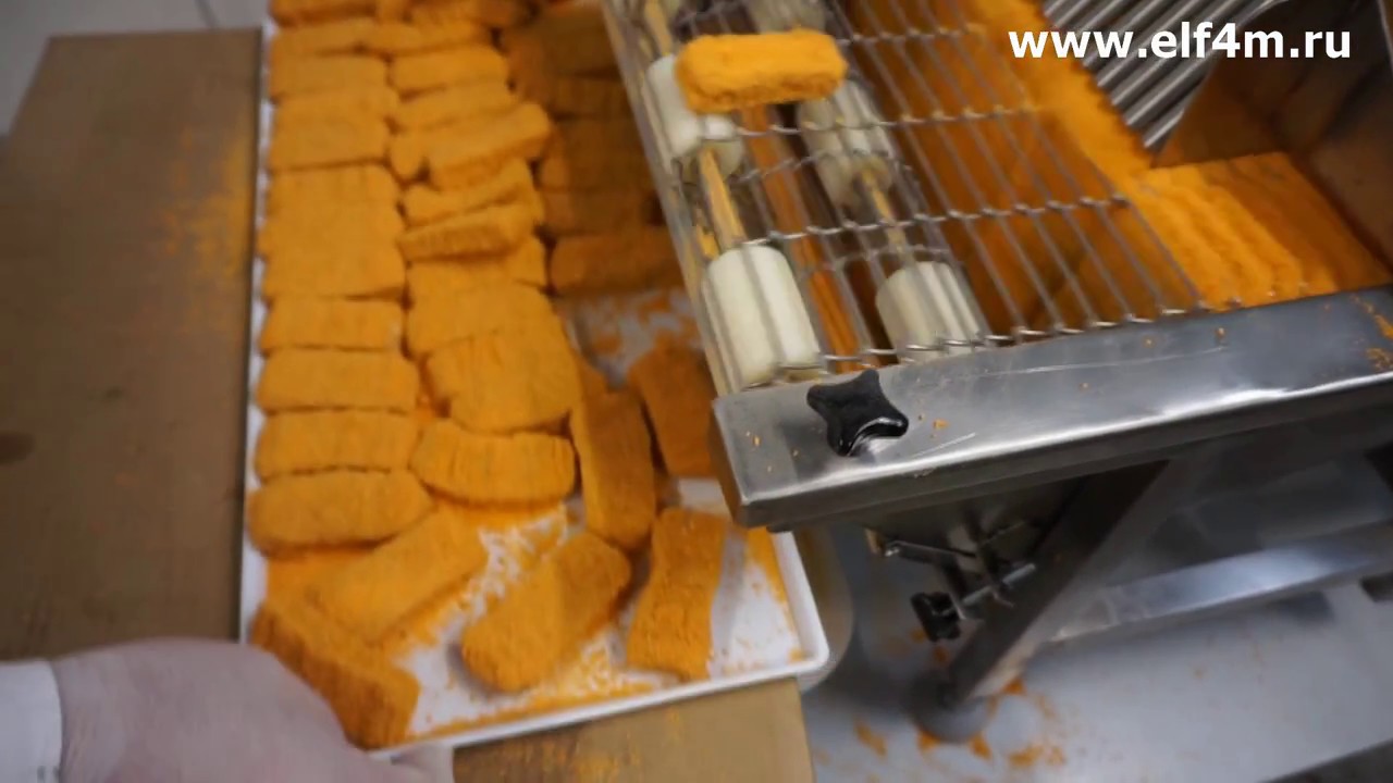 Автомат котлетный, панировщик и фаршемешалка ИПКС. Производство котлет из куриного фарша.