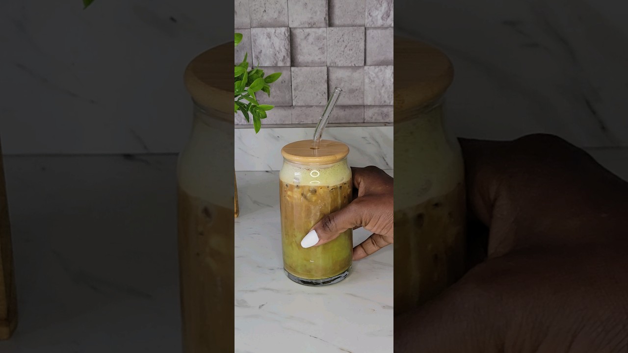 Matcha coffee latte with vanilla sweet cream foam 