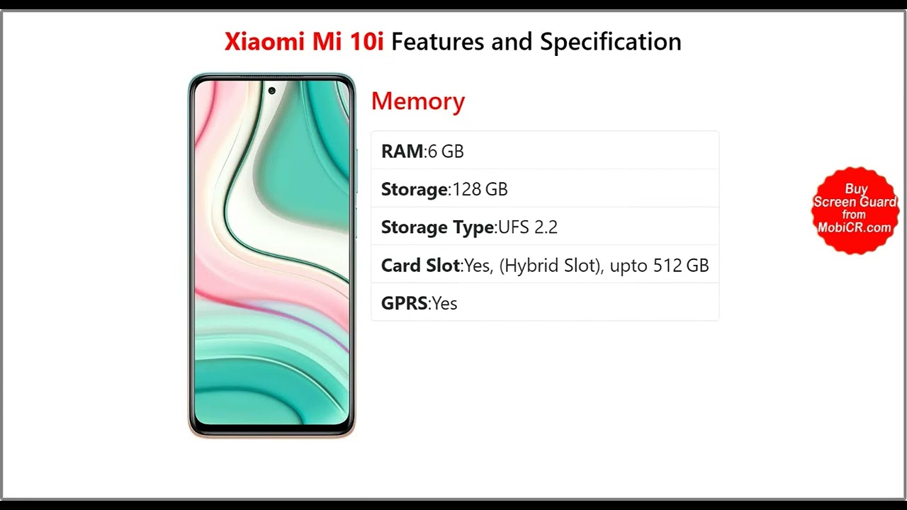 Xiaomi Mi 10i Features and Specification - MobiCR.com