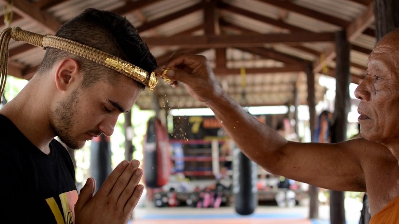 Mongkon blessing by Thai monk - 7 Muay Thai Gym