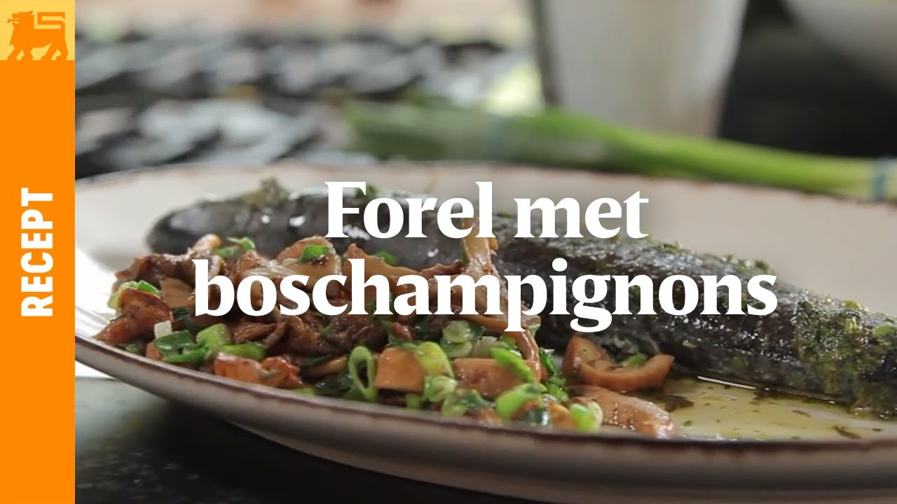 Forel met boschampignons