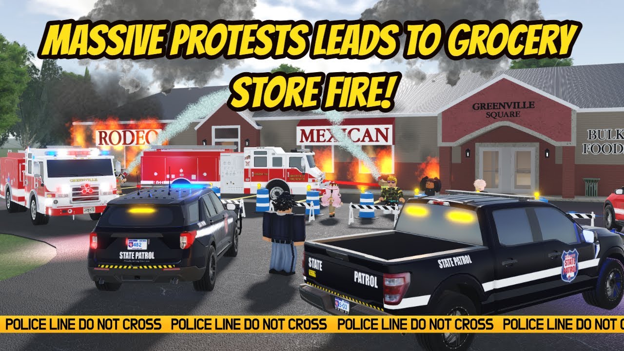 Greenville, Wisc Roblox l *MASSIVE* Protests Lead to Grocery Store Fire Rescue Roleplay