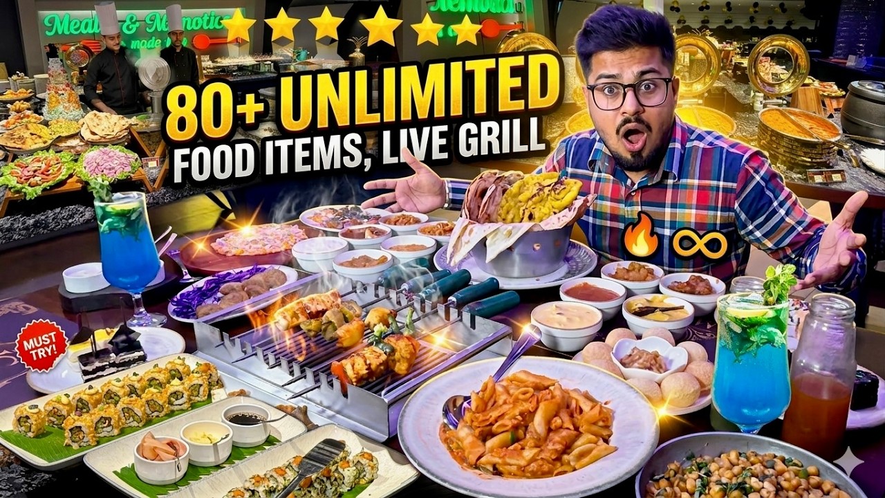80+ Items Unlimited 😍 India's BIGGEST Live Grill Buffet | Street Food India