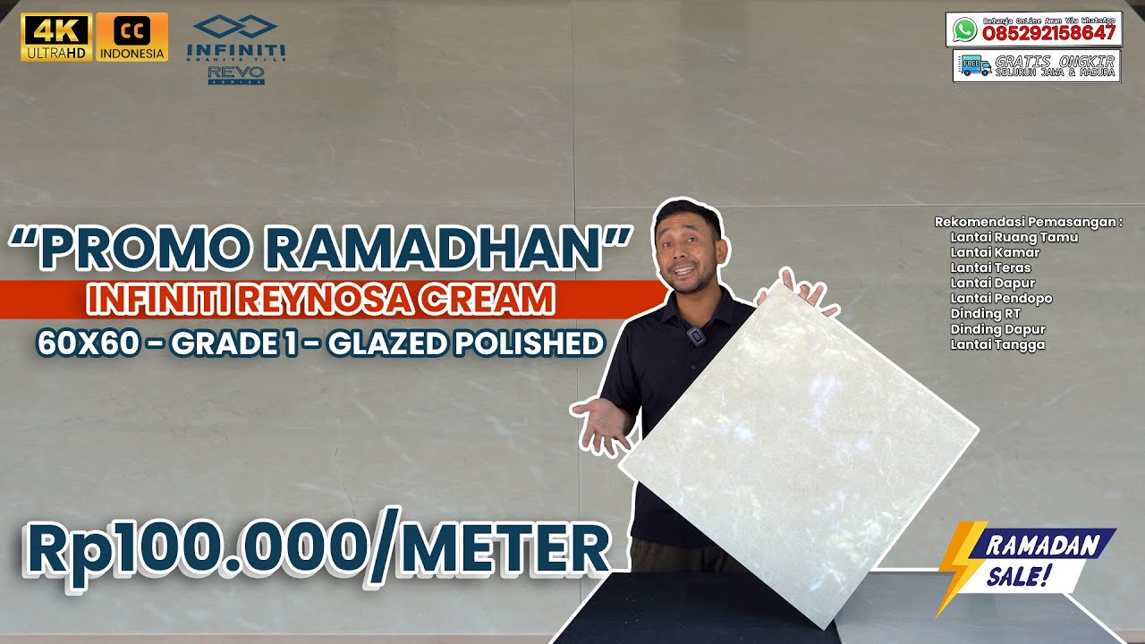 HARGA HANCUR BIG SALE RAMADHAN❗❗Rp100.000/M INFINITI REYNOSA CREAM, GLAZED POLISHED, 60x60, KW 1