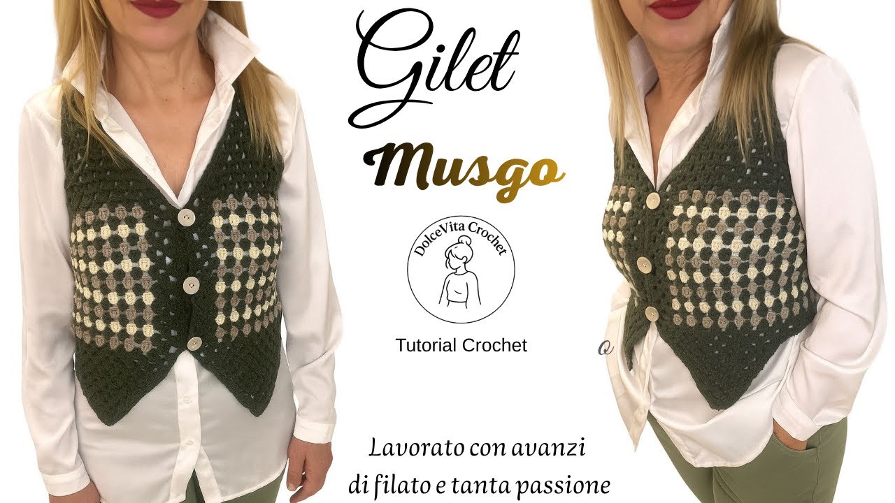 Gilet Musgo all’uncinetto 🌿 Tutorial con filati avanzati, un capo unico e originale