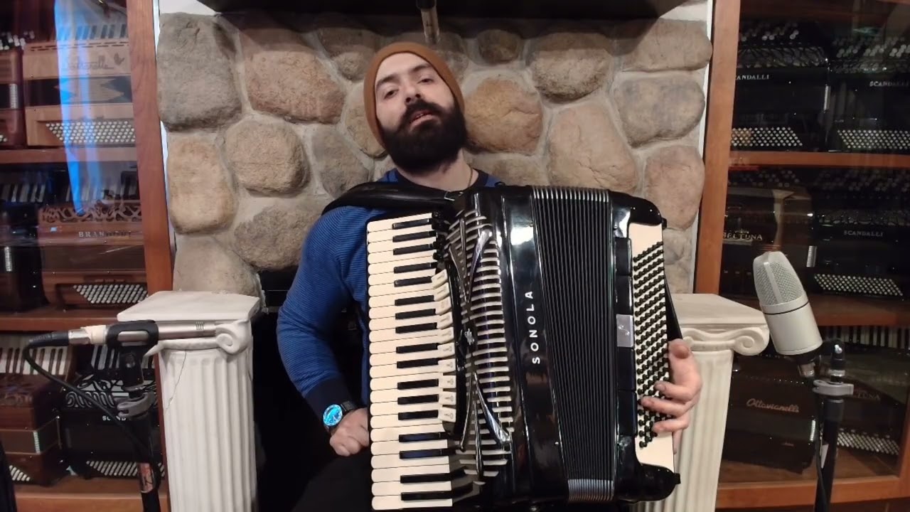 7945 - Black Sonola AA20 Tone Chamber Piano Accordion LMMH 41 120 $3999