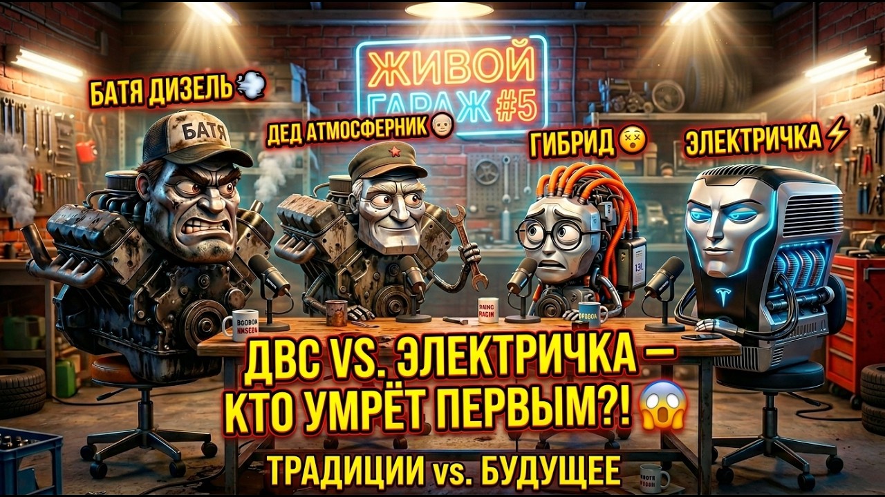 ПОДКАСТ ЖИВОЙ ГАРАЖ #5: ДИЗЕЛЬ УНИЧТОЖИЛ ТЕСЛУ! ⚡️ ДВС vs ЭЛЕКТРО — Кто сдохнет в -30?
