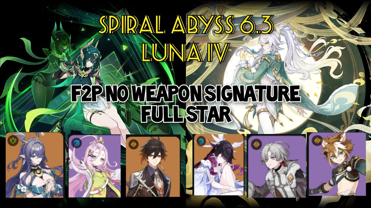 SPIRAL ABYSS 6.3 LUNA IV | F2P NO WEAPON SIGNATURE | GENSHIN IMPACT INDONESIA