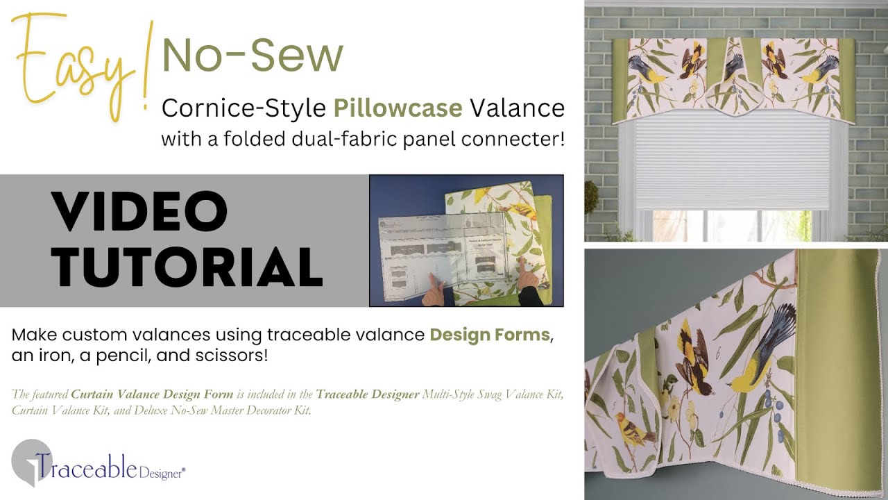 Traceable Designer Dual-Fabric No-Sew Cornice-Curtain Valance 