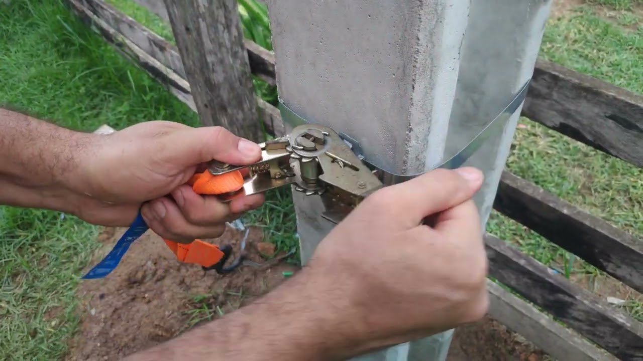Como cintar poste com fita de aço sem a máquina FUSIMEC?