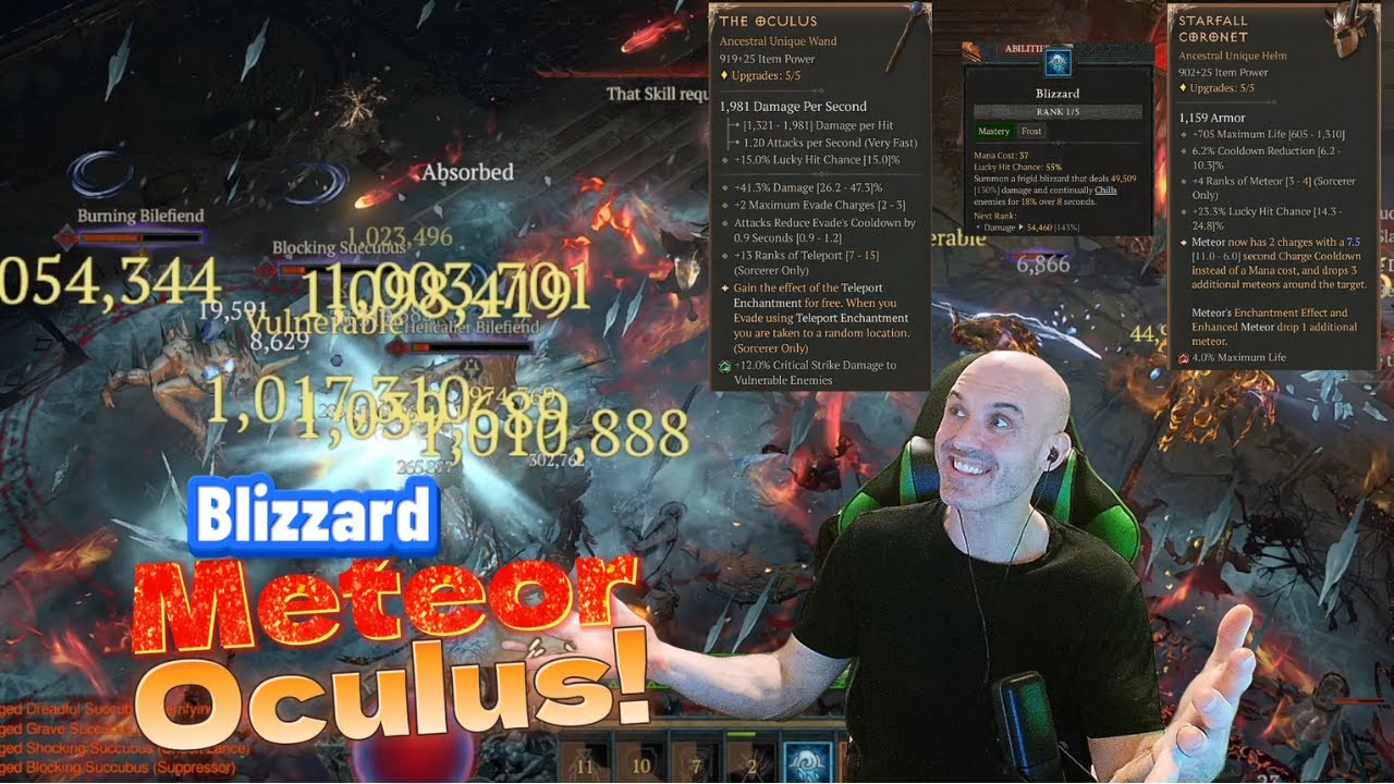 Blizzard/Meteor SORCERER build with OCULUS! The BEST build for Tier 100 content! Diablo 4 Season 3!