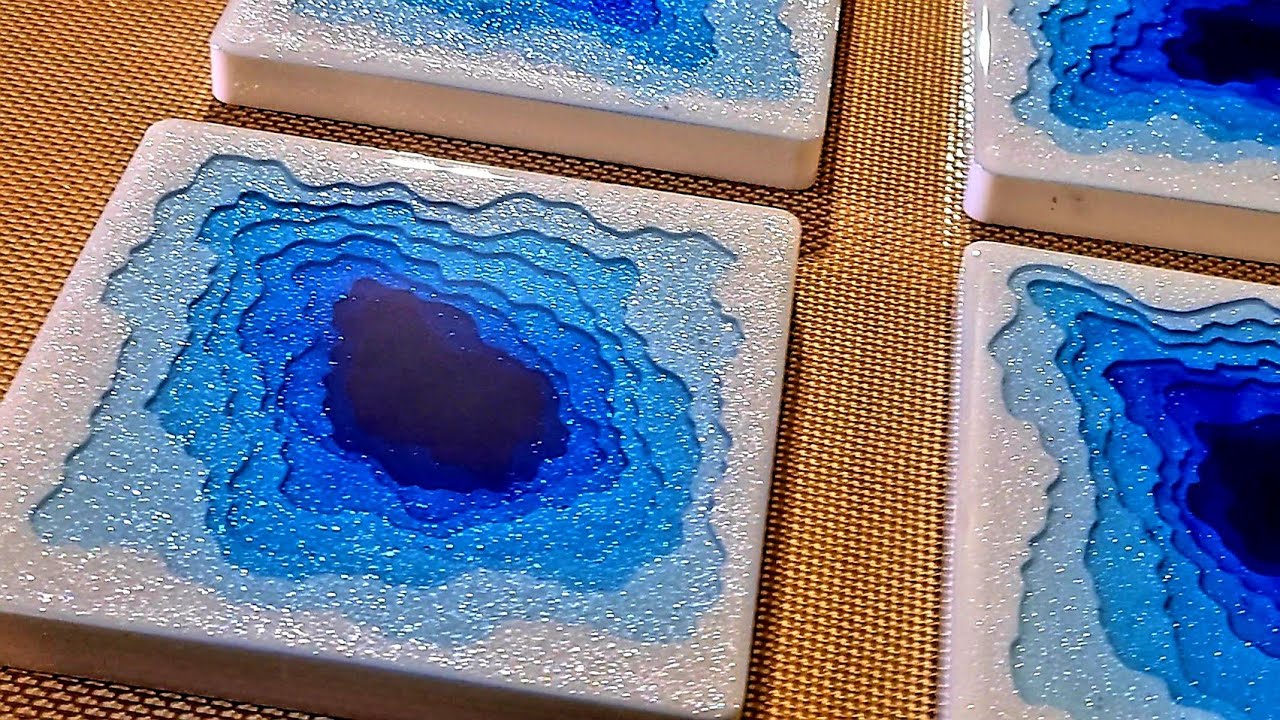 #1304 WOW! Incredible 3D Resin Ocean Terrace Coasters