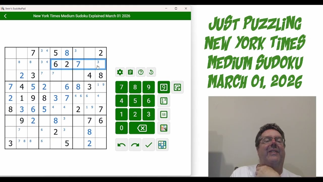 New York Times Medium Sudoku March 01 2026