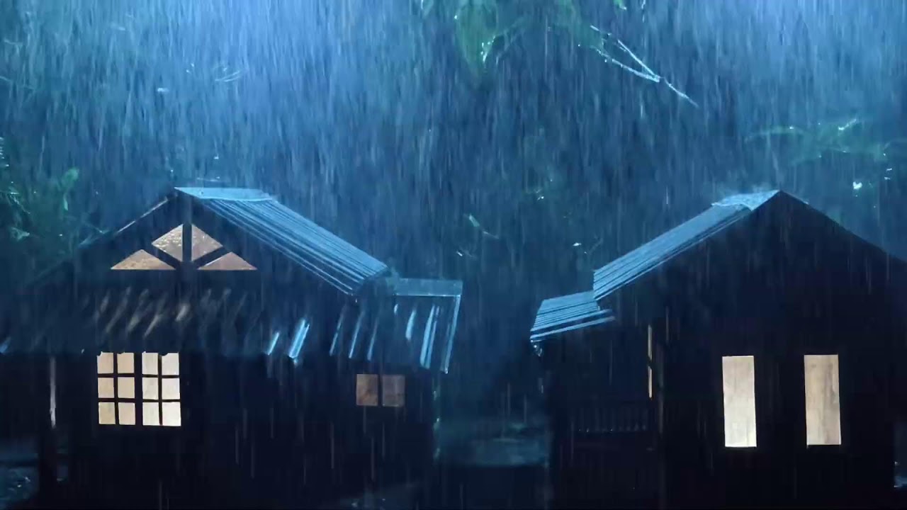 No Ads Rain Sounds for Sleeping - ASMR Wild Night Rain on Tin Roof for Severe Sleep Disorder #111