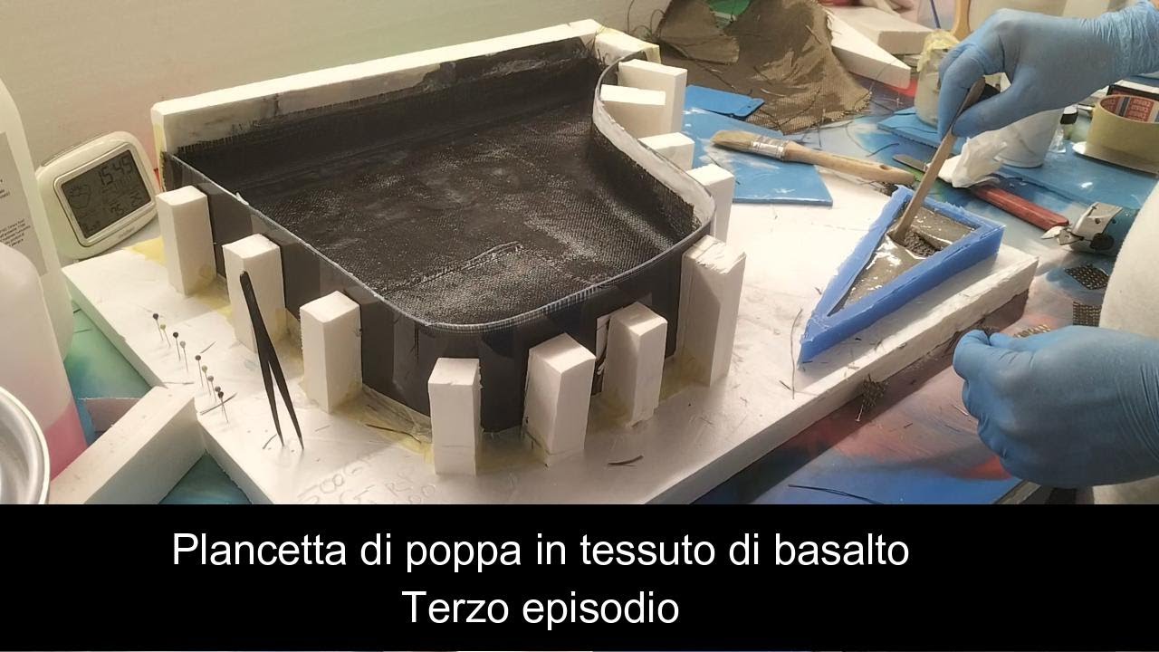 Plancetta di poppa in tessuto di basalto e tecnica Resinplan 3 Ep...