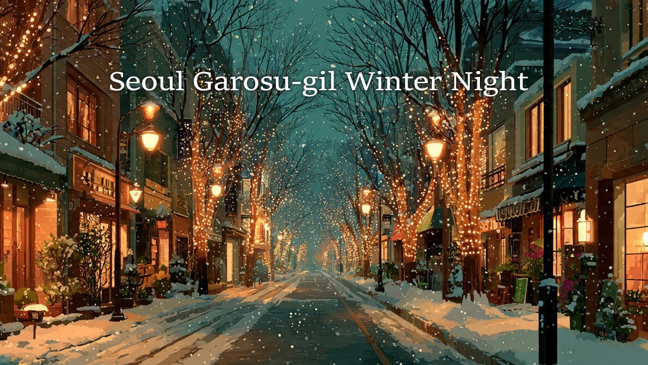 Seoul Garosu-gil Winter Night | Calm Christmas Piano Lo-Fi
