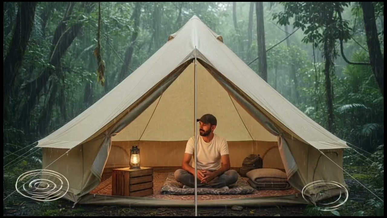 Alone in the Endless Jungle Rain 🌧️ Cozy Bell Tent Deep in the Wild (ASMR)