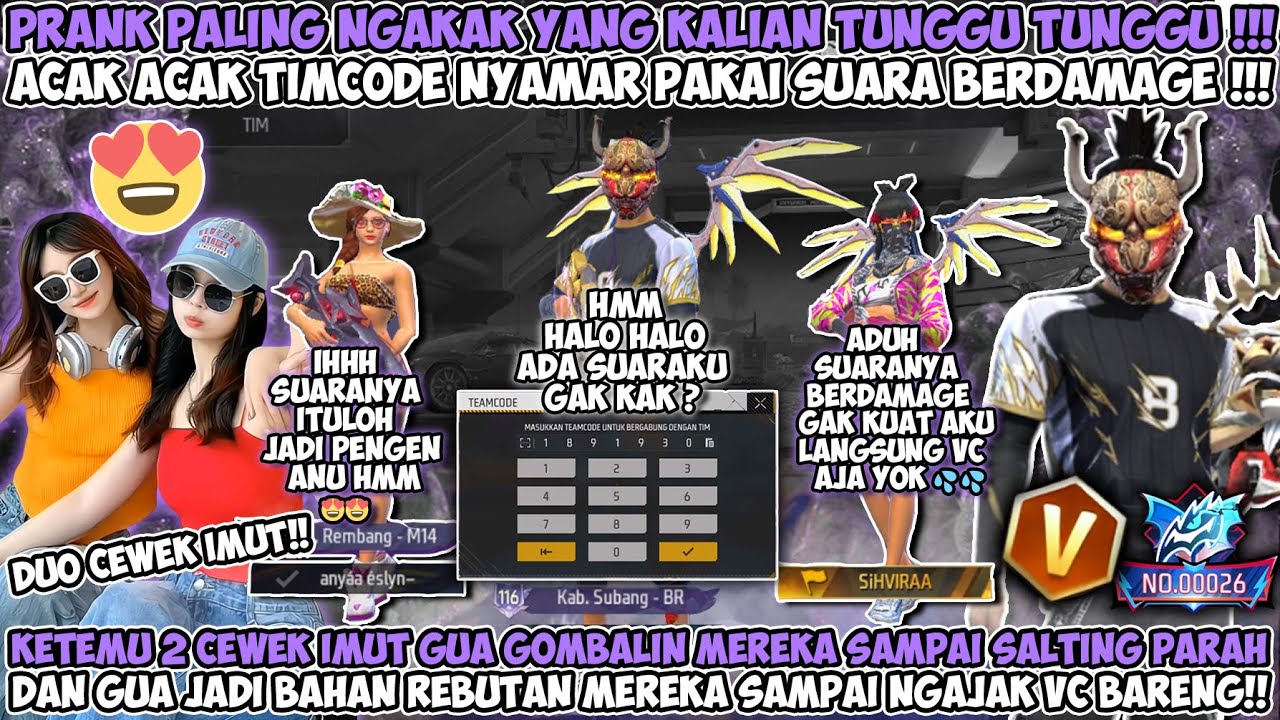 PRANK ACAK ACAK TIMCODE PALING NGAKAK !! NYAMAR PAKAI SUARA BERDAMAGE AUTO JADI REBUTAN 2 CEWE IMUT🤣