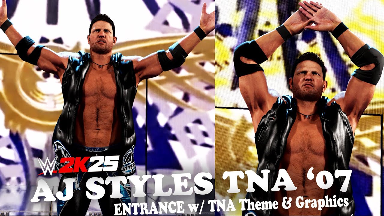 WWE 2K25 AJ Styles (короткие волосы) TNA '07 Mod, Entrance с темой и графикой TNA